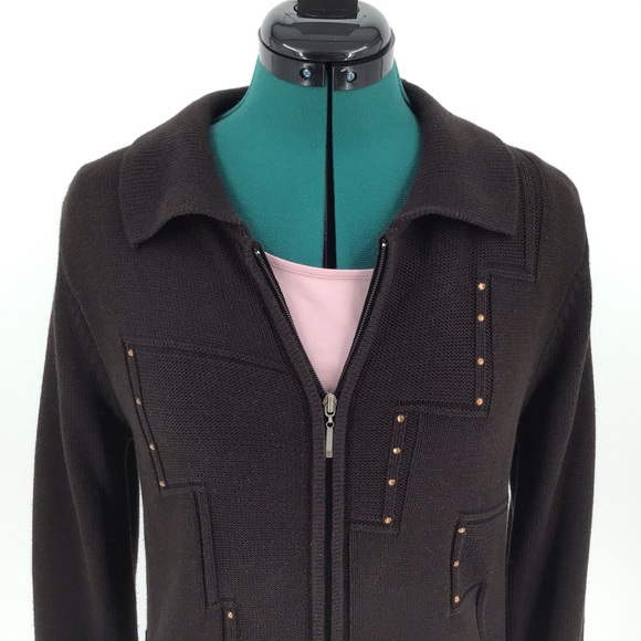 Variations Brown Cardigan with Rhinestones, Small - Picture 3 of 16